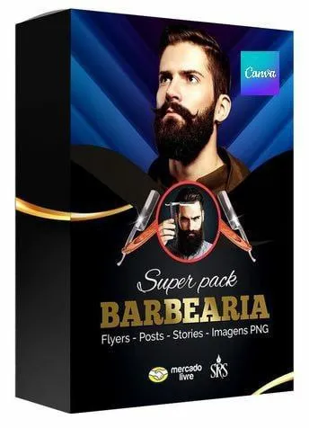 Capa: MEGA PACK BARBEARIA Canva: Download Completo e Rápido